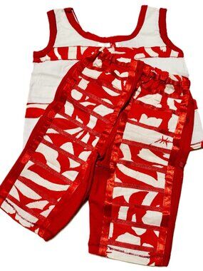 Red and White Kid's Capri Set - Handmade